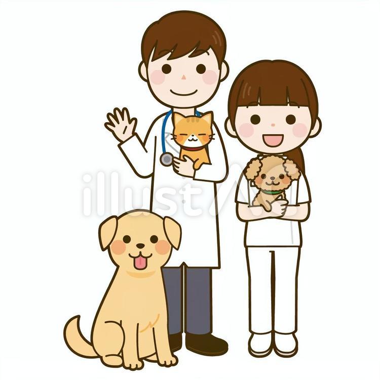 獣医と動物看護師 獣医,動物看護師,男性のイラスト素材