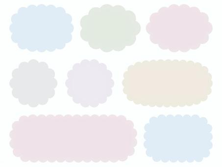 くすみカラーのもくもくフレームセット もくもく,くすみ,フレーム,もこもこ,横長,楕円,円形,ピンク,グレー,緑色のイラスト素材