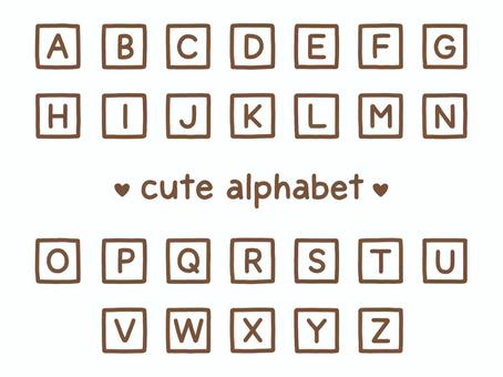 かわいい手描きのアルファベット（四角枠） アルファベット,英語,大文字,四角,枠,四角枠,セット,素材,パーツ,シンプルのイラスト素材