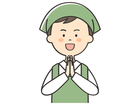 感謝する男性店員 感謝する男性店員 笑顔,嬉しい,喜び,いただきます,ごちそうさまでした,感謝,お礼,ありがとう,店員,男性のイラスト素材