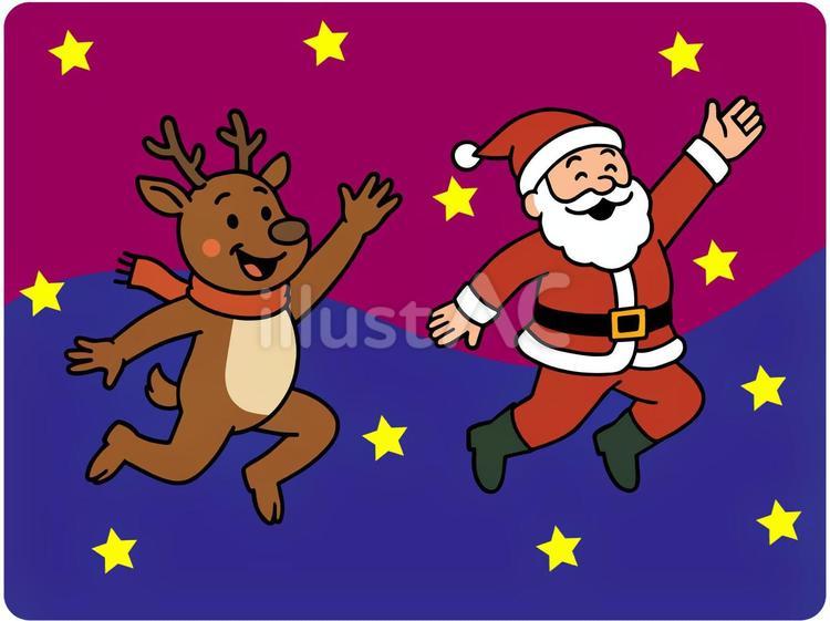 夜を駆けるサンタクロースとトナカイ サンタクロース,トナカイ,クリスマスのイラスト素材