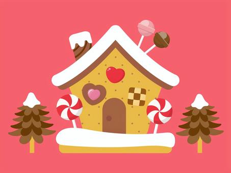 お菓子の家ヘクセンハウス、クリスマス素材 お菓子の家,クリスマス,食べ物,手描き,かわいい,おしゃれ,冬,12月,ヘクセンハウス,手書きのイラスト素材