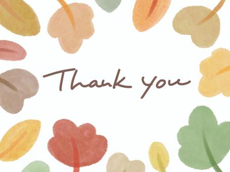 落ち葉 サンキュー 落ち葉,サンキュー,カード,秋,紅葉,ボタニカル,ありがとう,感謝,お礼,ふんわりのイラスト素材