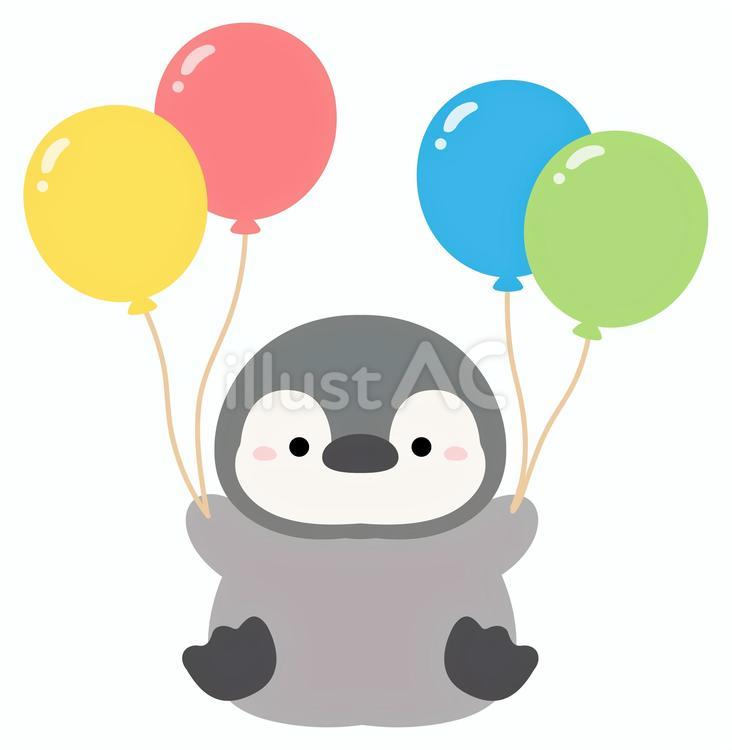 風船とペンギン 風船,ペンギン,誕生日のイラスト素材