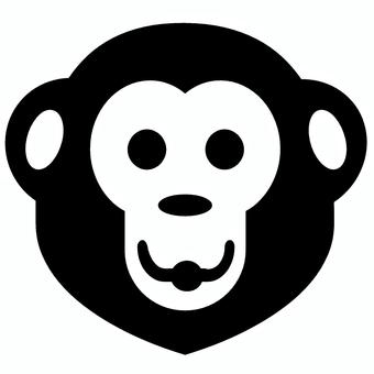 サル顔シンプルモノクロシルエット 動物,生物,生き物,サル,猿,顔,モノクロ,シルエットのイラスト素材