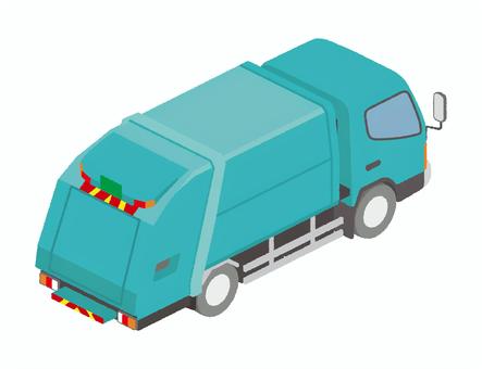 アイソメ図・ゴミ収集車 仕事,アイソメ図,アイソメトリック,鳥瞰図,俯瞰図,俯瞰,ビジネス,トラック,車,ゴミ収集車のイラスト素材