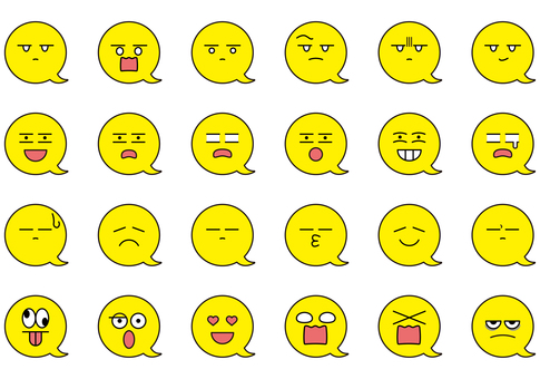 顔文字リアクションセット 顔,顔文字,吹き出し,目,表情,アイコン,感情,リアクション,キャラクター,反応のイラスト素材