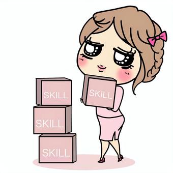 ぶりっ子 スキルアップする女子 ぶりっ子 スキルアップする女子 スキル,スキルアップ,知識,自分磨き,キャリアアップ,成長,上昇志向,頑張る,女性,olのイラスト素材