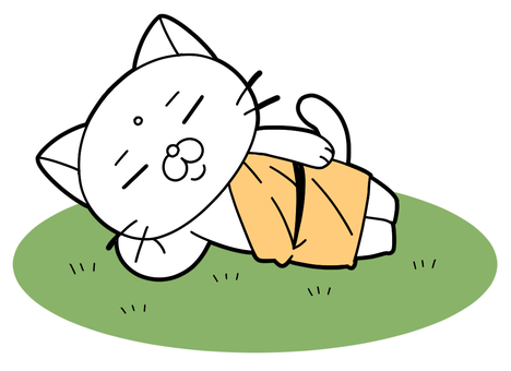 涅槃（悟り中） 猫,アイコン,かわいい,涅槃,安らぎ,悟り,修行,寝る,休む,素材のイラスト素材