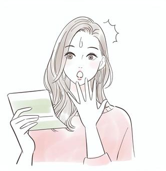 通帳を見てビックリする女性 女性,かわいい,オシャレ,人物,美人,大人,若い,透明感,表情,20代のイラスト素材