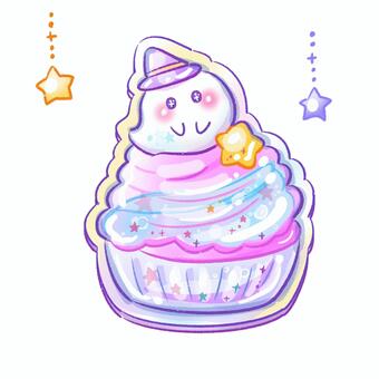 ハロウィンスイーツのウォーターインシール ハロウィン,ウォーターインシール,カップケーキ,おばけ,立体シール,シール,スイーツ,水入り,キラキラ,魔女の帽子のイラスト素材