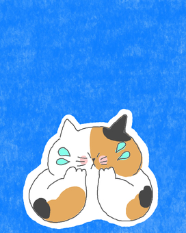 顔を洗う三毛猫ちゃん♪ かわいい,洗顔,顔,洗う,水,綺麗,生活,生活習慣,ねこ,三毛猫のイラスト素材