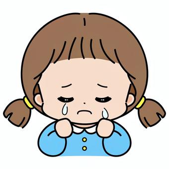 幼稚園でシクシク泣いている女の子 子供,女の子,泣いてる,悲しい,怒られた,幼稚園,教育,手書き,挿絵のイラスト素材