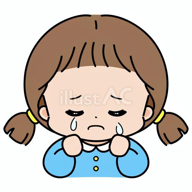 幼稚園でシクシク泣いている女の子 子供,女の子,泣いてるのイラスト素材