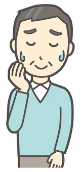 ニット中年男性-005-バスト  ニット中年男性-005-バスト 苦笑い,おじさん,男性,中年,お父さん,パパ,シニア,ミドルエイジ,人物,かわいいのイラスト素材