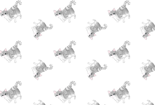 振り向くシバトラ猫ちゃんパターン背景壁紙 シバトラ,猫,子猫,動物,ペット,小動物,生き物,グレー,パターン,白のイラスト素材