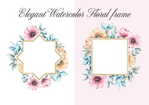 ボタニカル・お花の水彩フレーム＿セット 花,フラワー,フレーム,ボタニカル,飾り枠,ブーケ,水彩,手描き,飾り,エレガントのイラスト素材