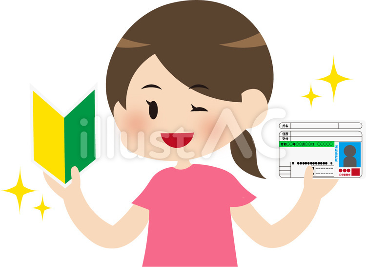 免許取得 運転免許証,免許証,初心者マークのイラスト素材
