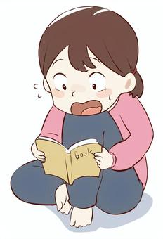 読書・慌てる・焦る 慌てる,読書,焦る,驚く,びっくり,人物,アイコン,微笑,座る,女性のイラスト素材