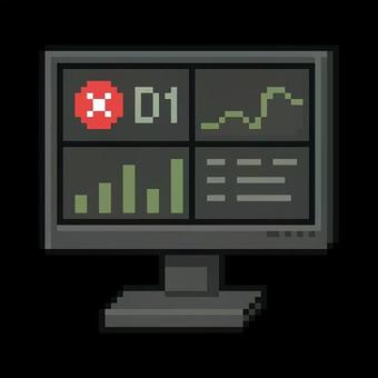 ネットワーク監視モニター　ドット絵 ドット絵,ピクセルアート,ドット,ネットワーク,監視,モニター,snmp,ログのイラスト素材