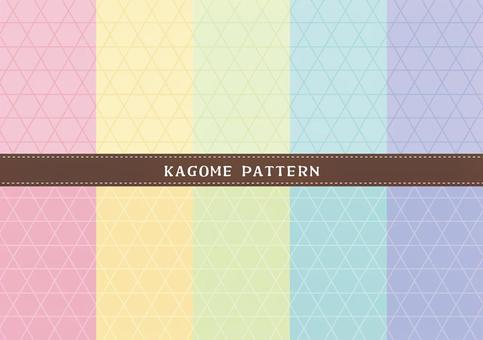 籠目パターン 籠目,和柄,柄,背景,パターン,セット,スウォッチ,シームレス,伝統模様,パステルのイラスト素材