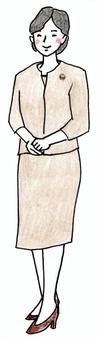働く女性の手描きイラスト 働く女性の手描きイラスト キャリアウーマン,女性,スーツ,ハイヒール,仕事,議員,働く,立つ,色鉛筆画,手描きのイラスト素材