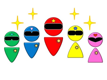 ピクトグラムの戦隊 ピクトグラムの戦隊 ピクトグラム,戦隊,ヒーロー,人物,キラキラ,赤,青のイラスト素材