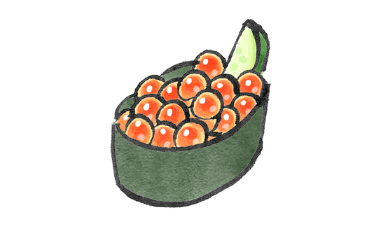 イクラの軍艦のイラスト 寿司,お寿司,軍艦,魚,生もの,日本,伝統,食文化,食事,お祝いのイラスト素材