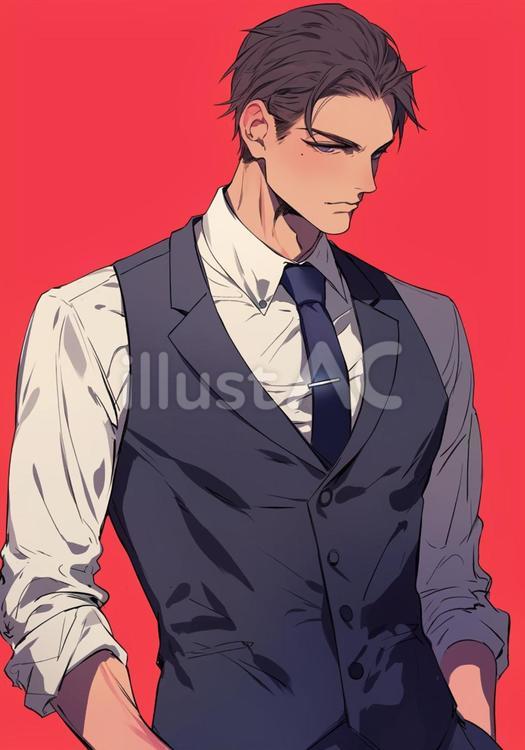 考える男性 男性,スーツ,ベストのイラスト素材