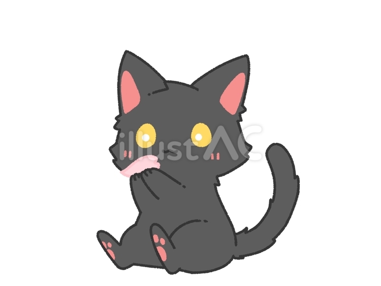 桜の花弁を見つめる黒猫 黒猫,桜,花弁のイラスト素材