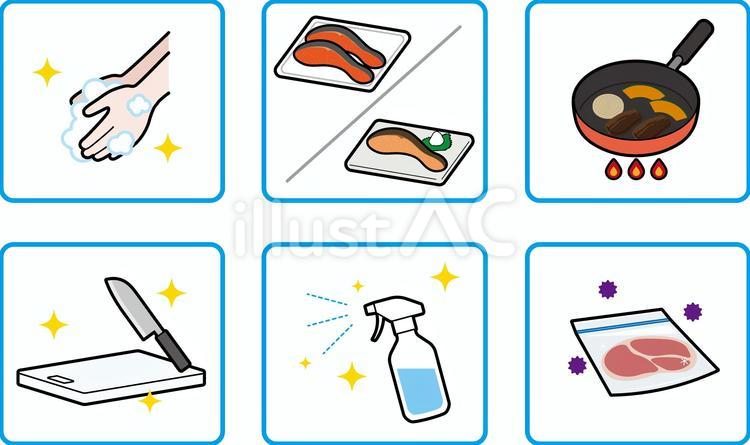 食の安全（食中毒） 食中毒,手洗い,生食のイラスト素材