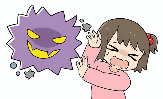 風邪のウイルスと嫌がる女の子 風邪,ウイルス,菌,ばい菌,風邪菌,インフルエンザ,感染,嫌がる,子ども,女の子のイラスト素材