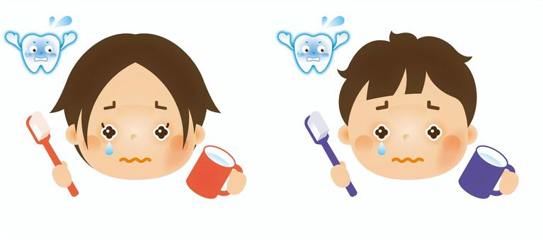 歯磨きをする子ども17 歯磨き,歯医者,子ども,歯ブラシ,コップ,虫歯,歯,予防,フッ素,アイコンのイラスト素材