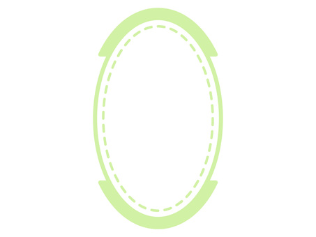 緑の縫い目風の点線が入った楕円の装飾枠 フレーム,オーバル,楕円,縦長,飾り,タグ,アイコン,点線,破線,緑のイラスト素材