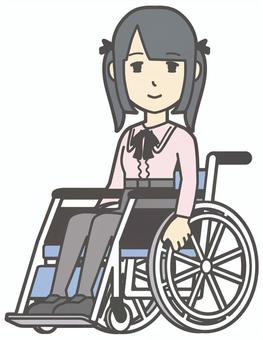  地雷系女子-292-全身 車いす,地雷系,女性,女の子,ツインテール,人物,かわいい,障害者,車椅子,座るのイラスト素材