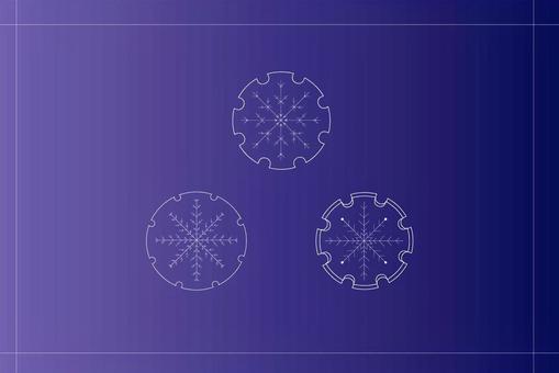 雪輪と雪の結晶3種セット 雪の結晶,雪輪,冬,セット,模様,和風,背景,デザイン,紺,素材のイラスト素材