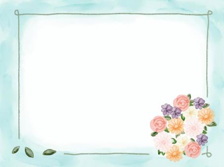 Bouquet light blue watercolor frame, , JPG and PNG