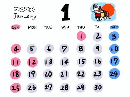 Illustration, calendar, january, 2026, 