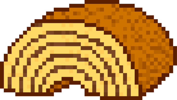 ドット絵のバウムクーヘンです。 ドット絵,バウムクーヘン,シンプル,スイーツ,洋菓子,お菓子,デザート,おやつ,食べ物,食品のイラスト素材