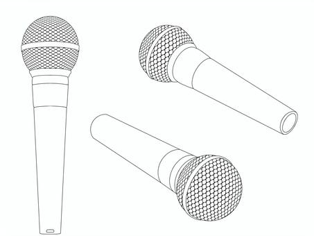 マイク線画セット マイク,ワイヤレスマイク,音楽,線画,歌手,モノクロ,シンプル,塗り絵,無色,ライブのイラスト素材