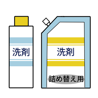 洗剤セット 洗剤,ボトル,詰め替え,掃除,洗濯,食器洗い,日用品,大掃除,消耗品のイラスト素材