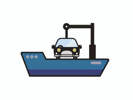 自動車の輸入・輸出　貨物船 車,自動車,乗用車,車両,貿易,輸入,輸出,貨物船,海運,船便のイラスト素材