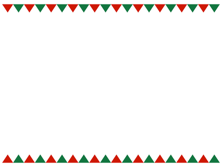 三角旗の上下フレーム〜クリスマスカラー〜 フレーム,クリスマス,メッセージ,三角旗,タイトル,カード,ポストカード,グリーティングカード,見出し,枠のイラスト素材