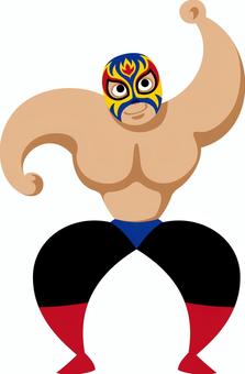 コミカルな覆面レスラーのキャラクター 覆面レスラー,プロレス,マスクマン,プロレスラー,覆面,マスク,リング,謎,正体不明,匿名のイラスト素材
