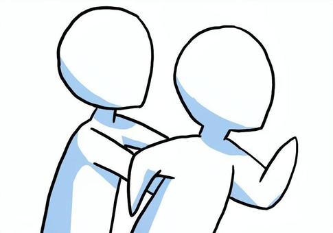 背中を押される人 押す,背中を押す,応援,挑戦,サポート,チーム,チームワーク,シンプル,棒人間のイラスト素材