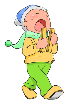 火の用心子供 火の用心,子供,男児,冬,大声のイラスト素材