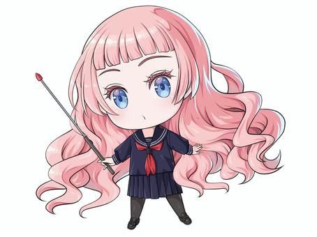 Illustration, girl, uniform, sailor suit, 