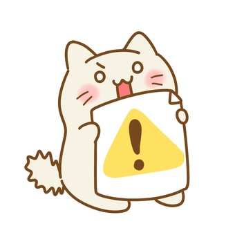 注意マーク持ってびっくりする猫のイラスト 猫,驚き,ビックリ,警告,危険,注意,マーク,お知らせ,案内,イラストのイラスト素材