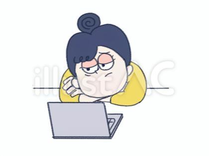 パソコンの前で落ち込む女性