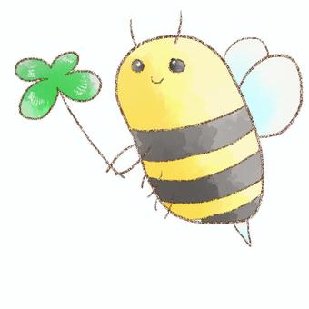 蜂とクローバー ハチ,クローバー,生き物,虫,水彩,鉛筆のイラスト素材